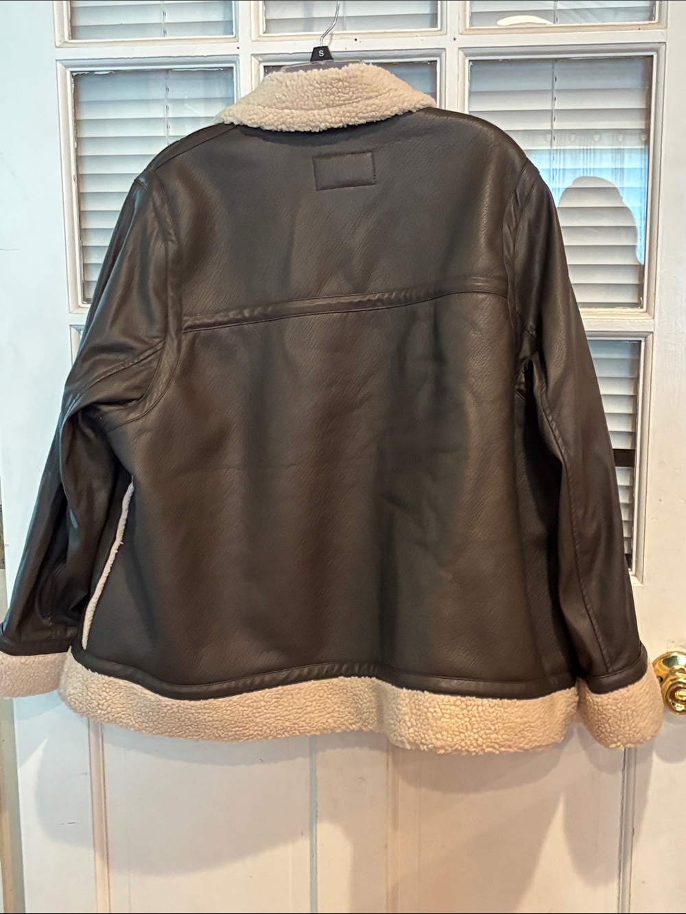 Torrid Brown Faux Leather Teddy Aviator Jacket with Cream Sherpa size 22-24 - Picture 10 of 13
